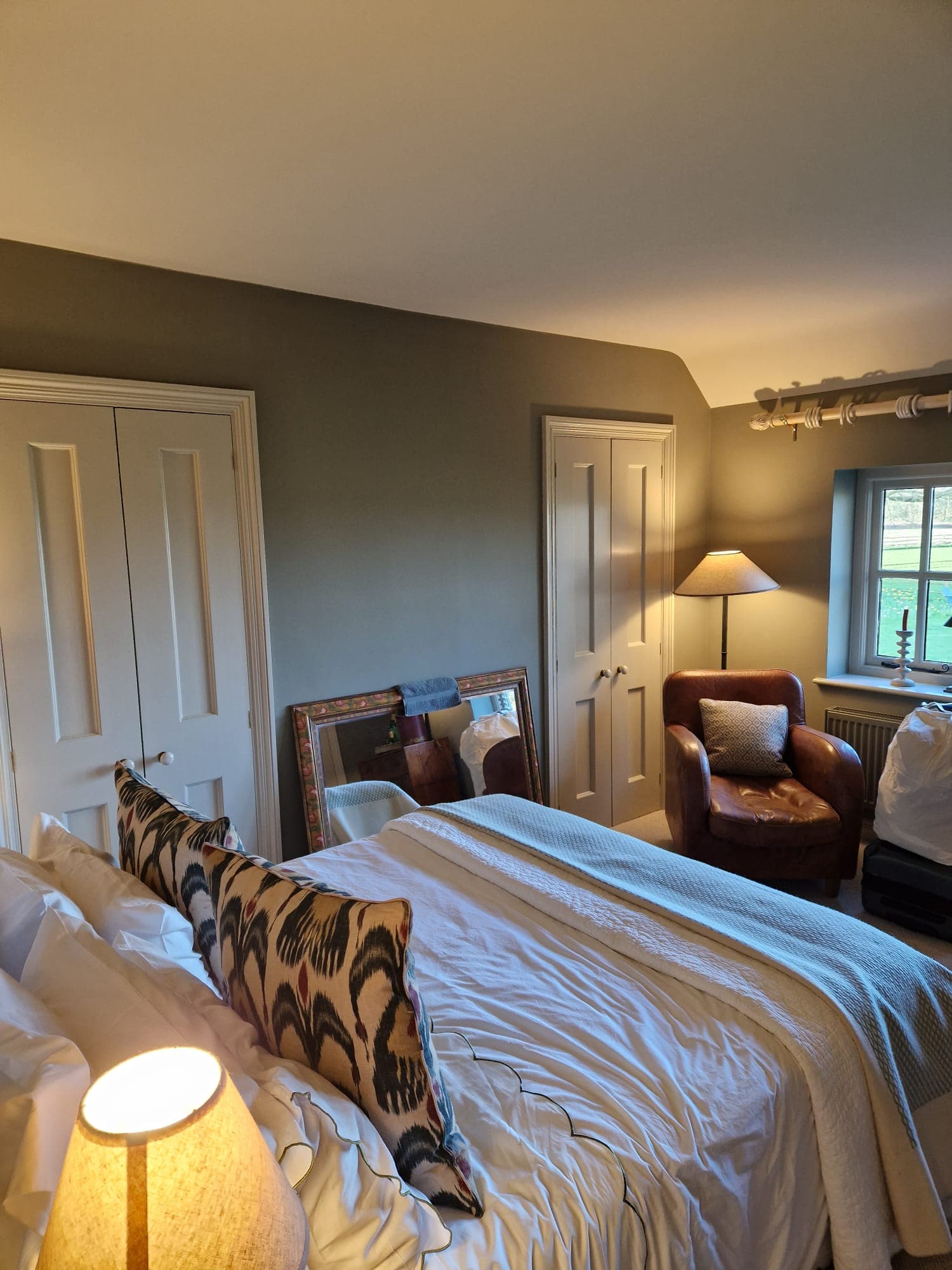 Bedroom — taupe painted walls