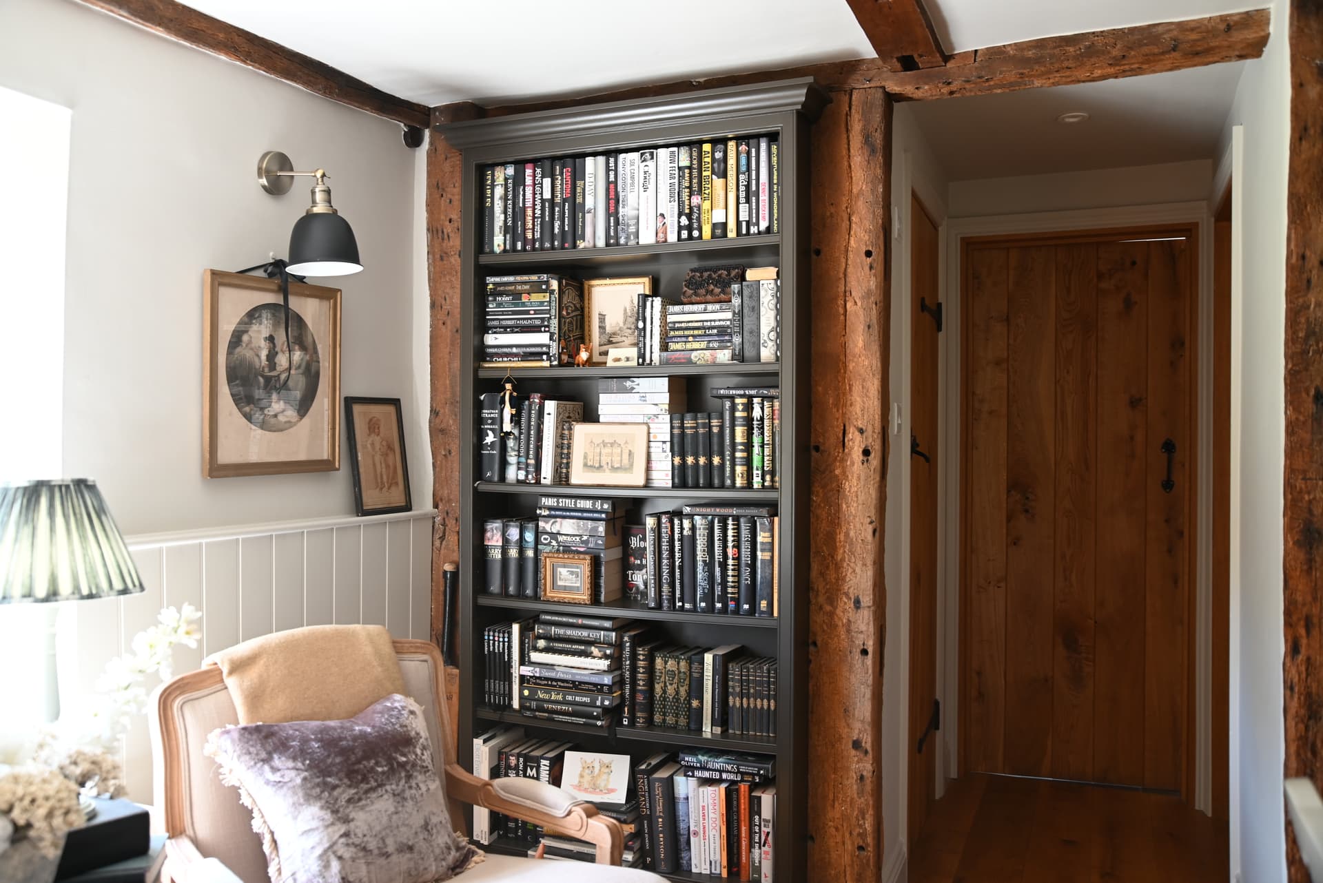 Hand-painted bookcase, dark finish