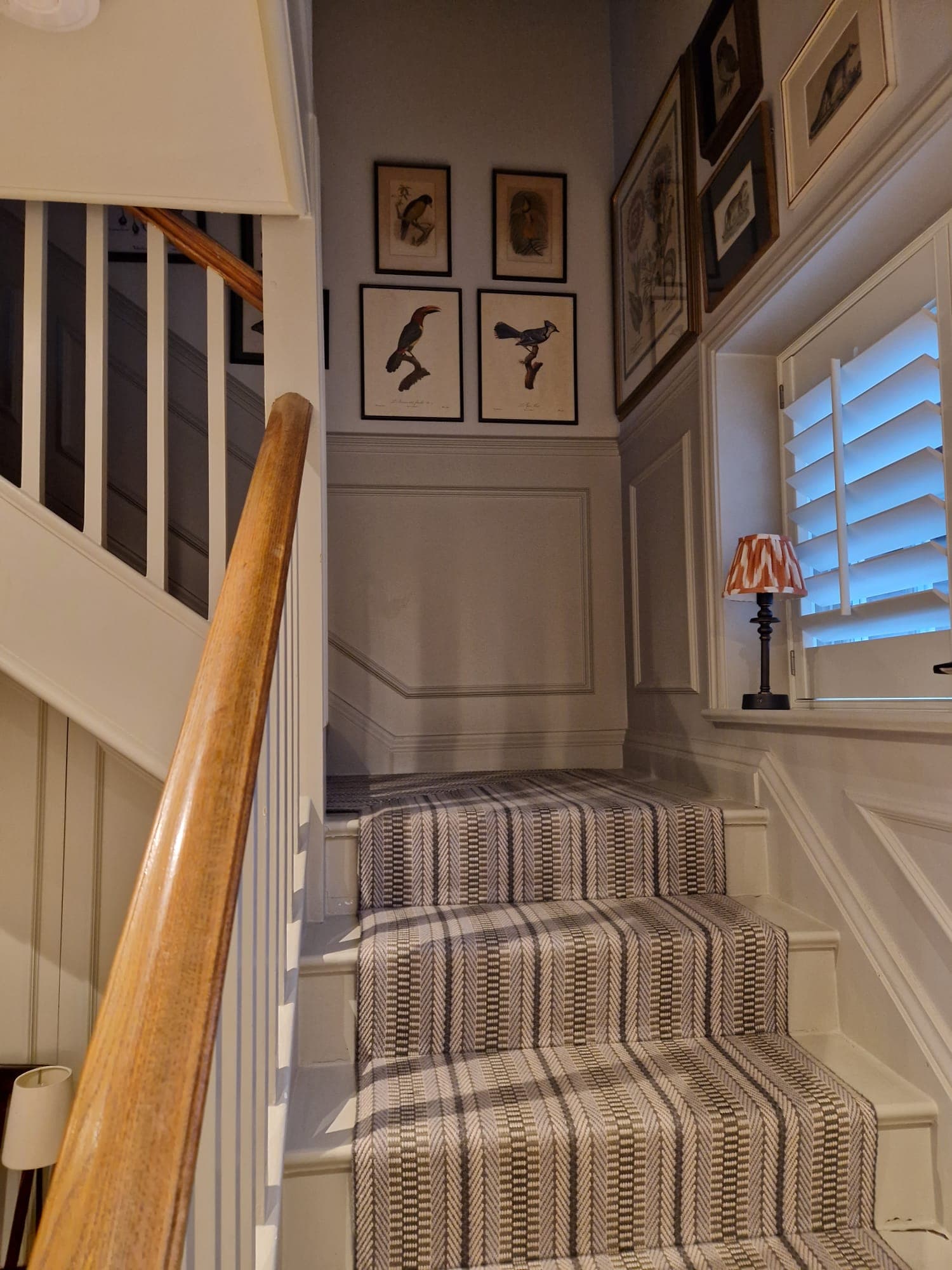 Staircase — gallery wall & bird prints